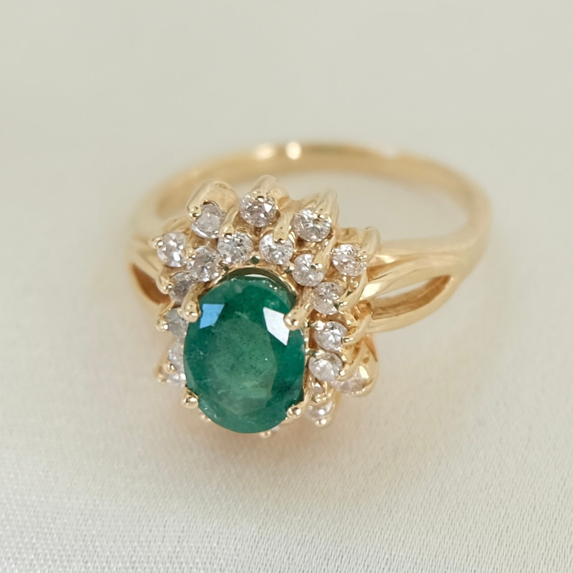 LAYAWAY Arie 14K Emerald & Diamond Halo Ring