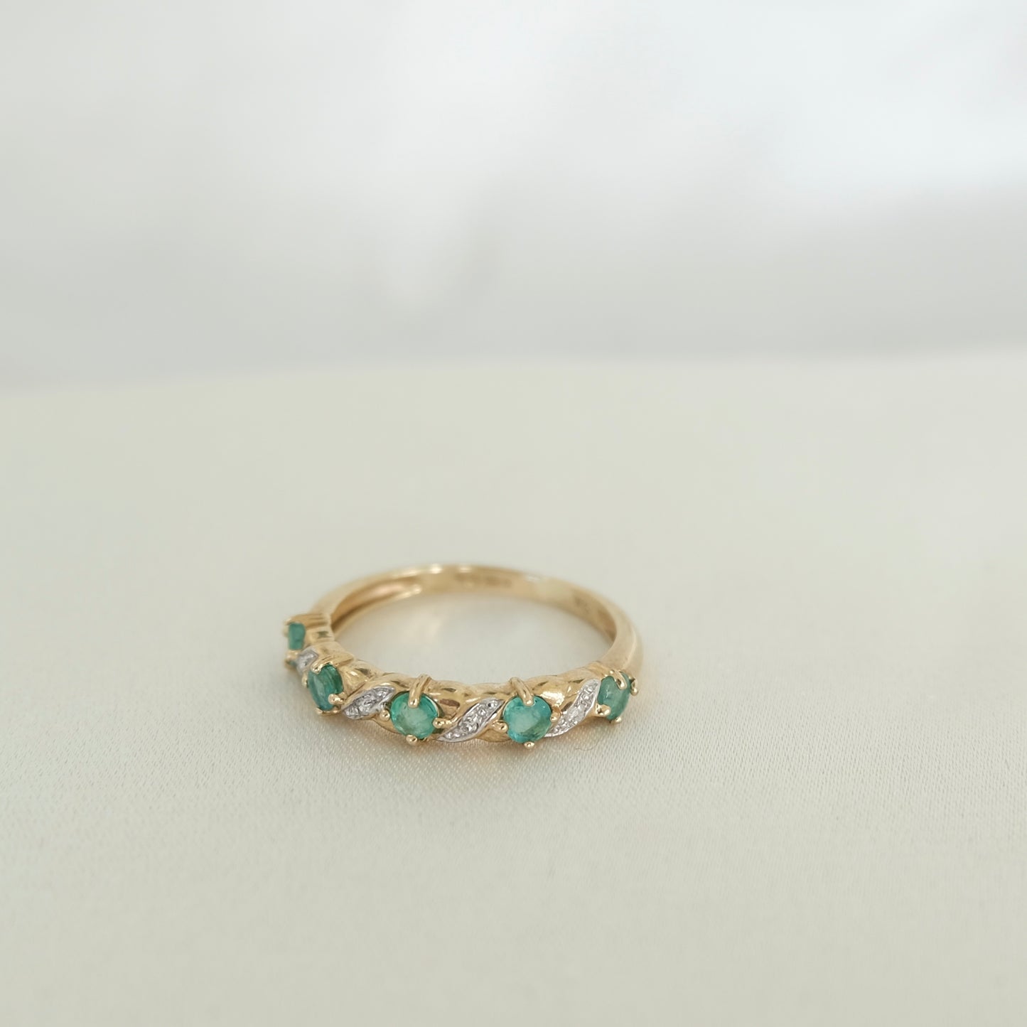 Emerald & Diamond Twist Ring