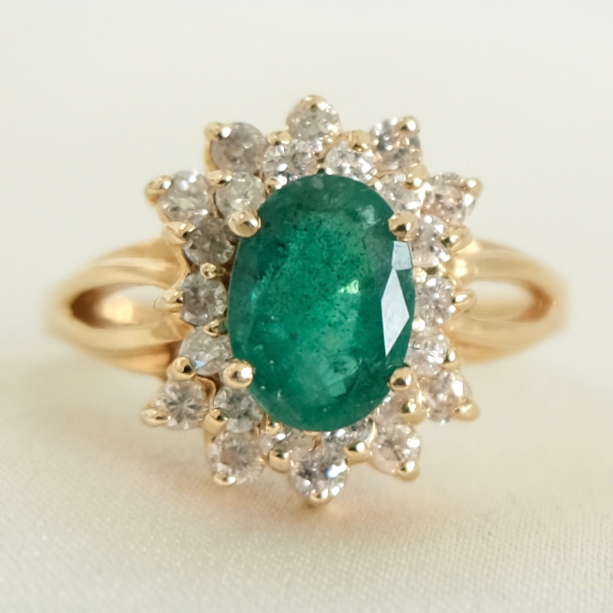 LAYAWAY Arie 14K Emerald & Diamond Halo Ring