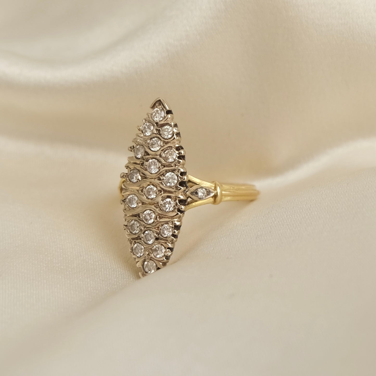 Navette 18k French Diamond Cluster Ring