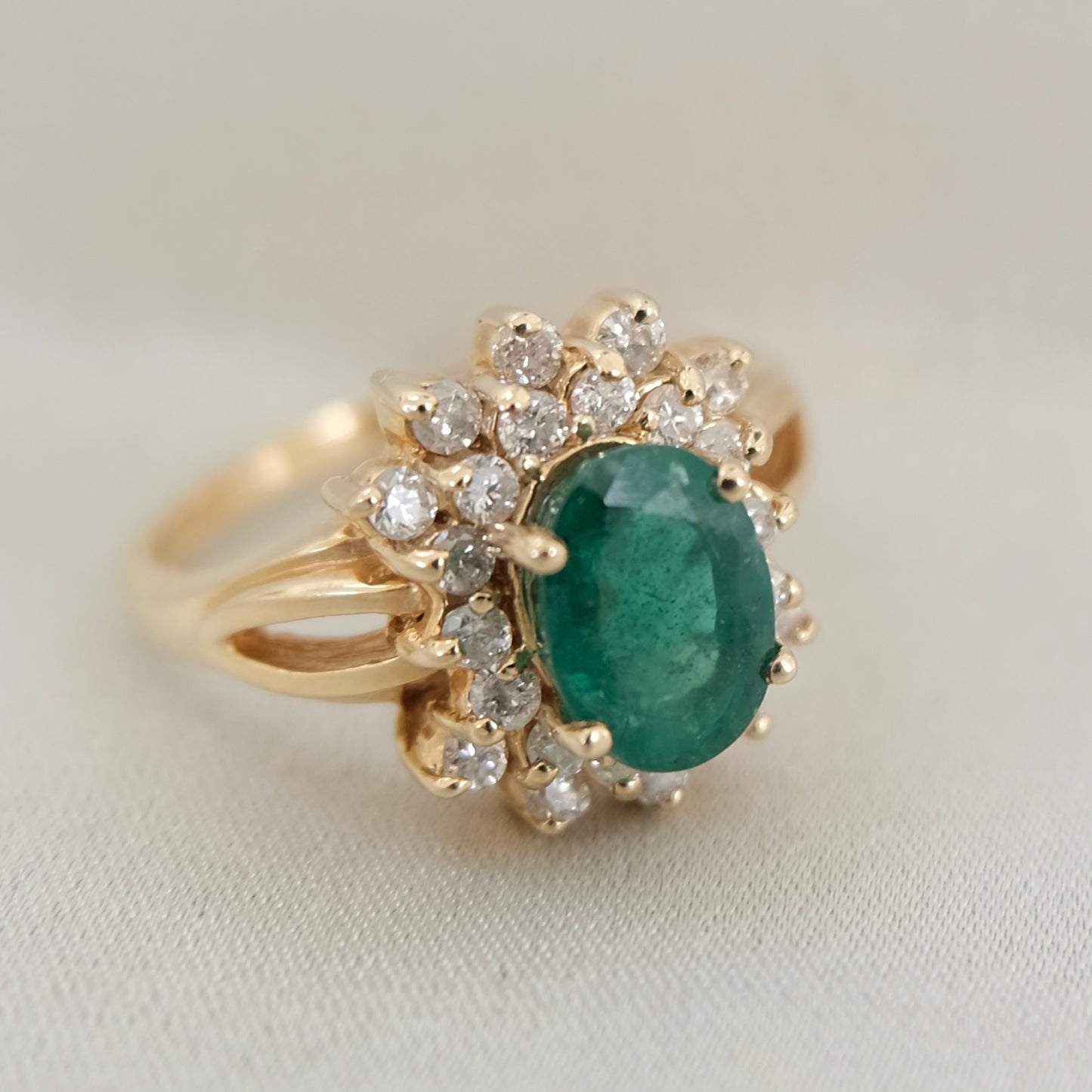 LAYAWAY Arie 14K Emerald & Diamond Halo Ring