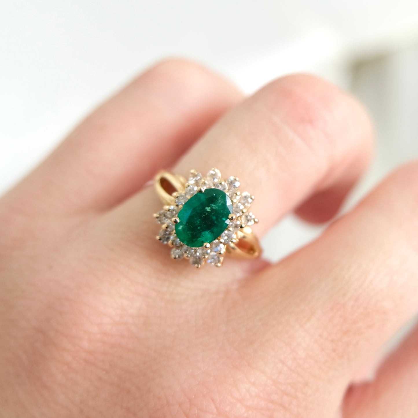 LAYAWAY Arie 14K Emerald & Diamond Halo Ring
