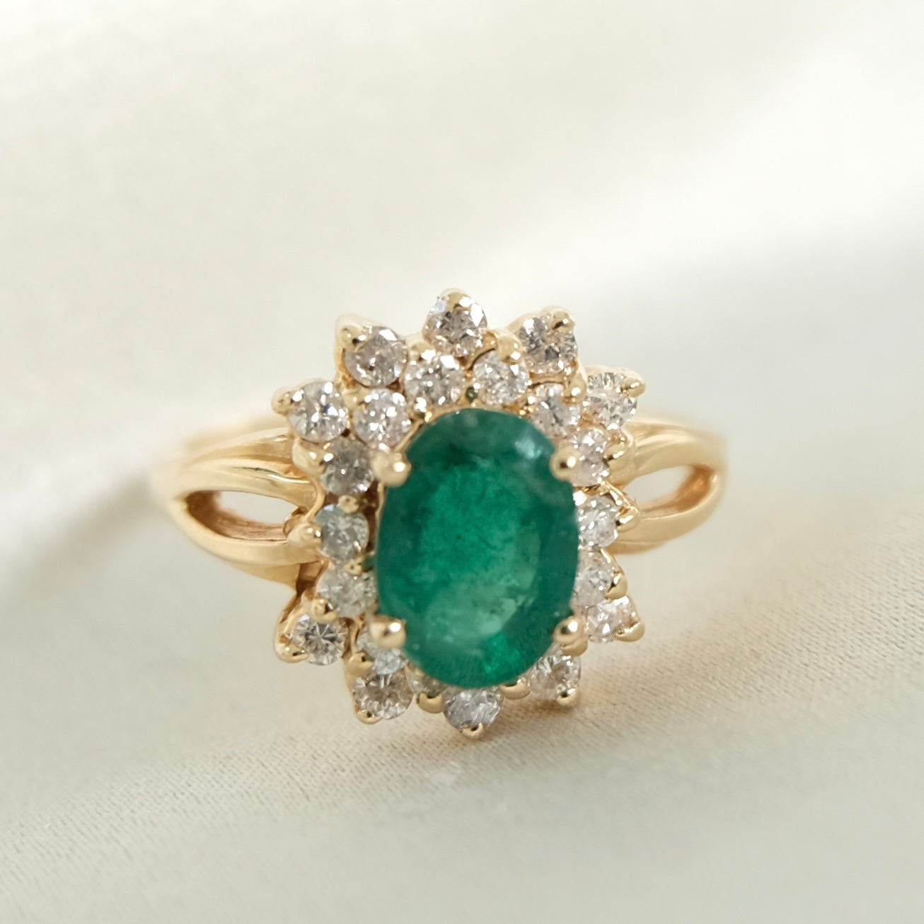 LAYAWAY Arie 14K Emerald & Diamond Halo Ring
