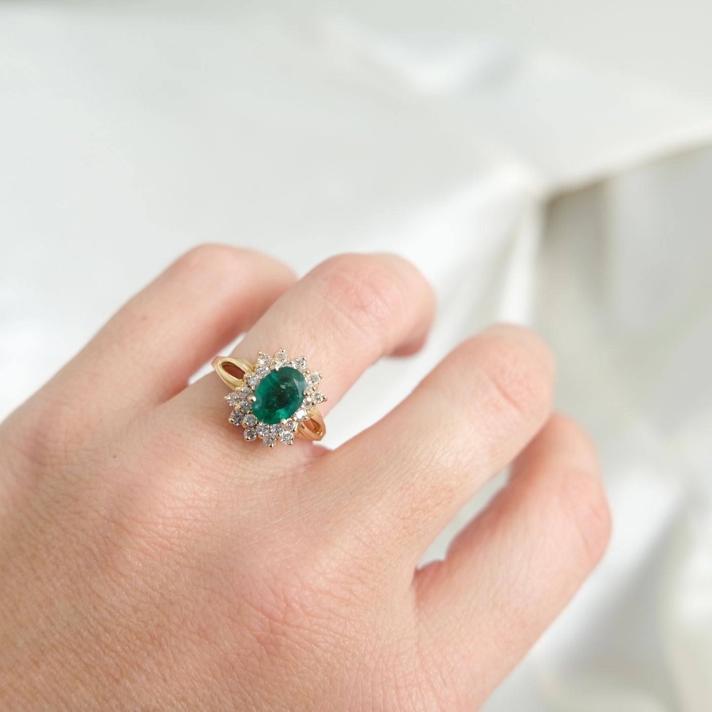 LAYAWAY Arie 14K Emerald & Diamond Halo Ring