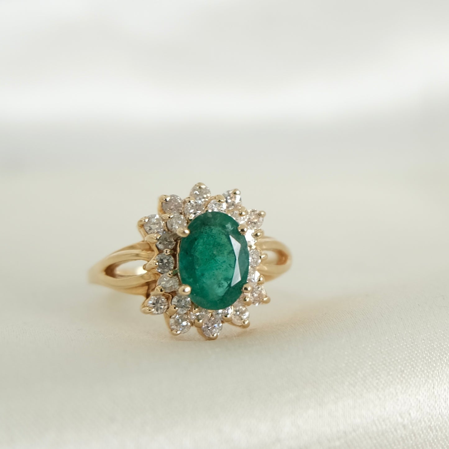 LAYAWAY Arie 14K Emerald & Diamond Halo Ring