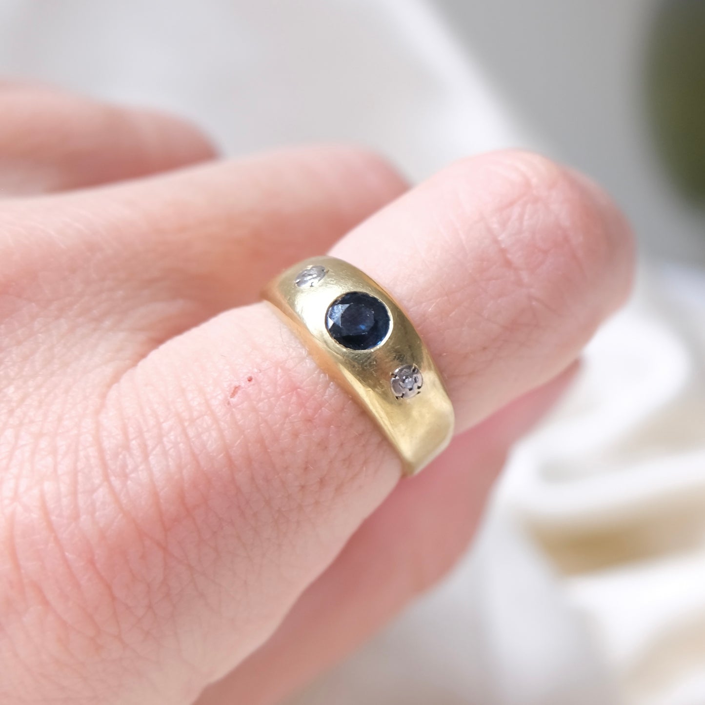 Victorian Diamond & Sapphire Signet Ring
