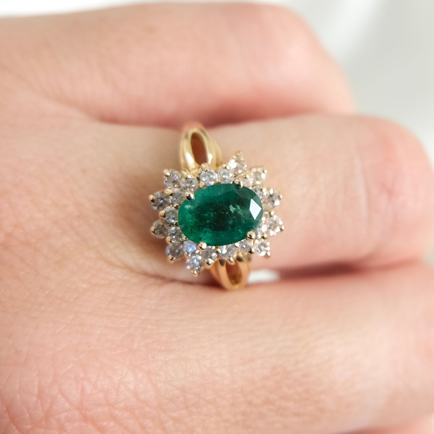 LAYAWAY Arie 14K Emerald & Diamond Halo Ring