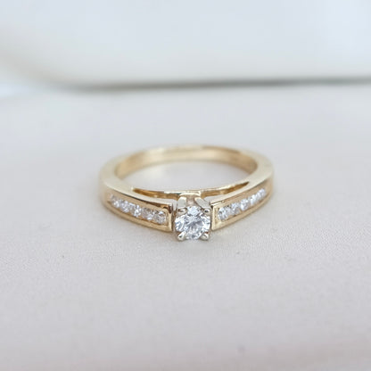 14k Diamond Cathedral Ring