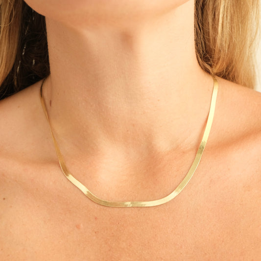 18K Herringbone Necklace 16”