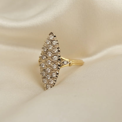 Navette 18k French Diamond Cluster Ring