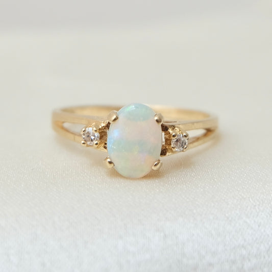 14k Opal & Diamond Ring