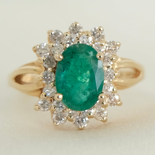 LAYAWAY Arie 14K Emerald & Diamond Halo Ring