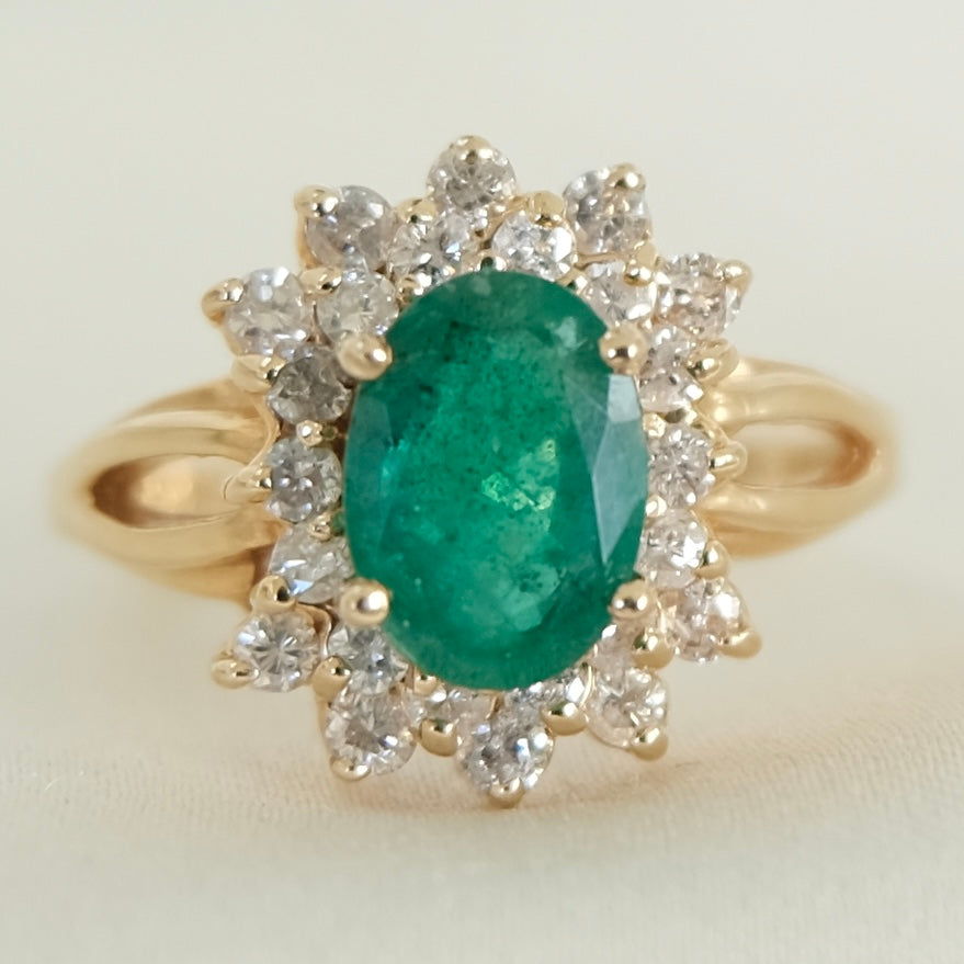 Arie 14K Emerald & Diamond Halo Ring