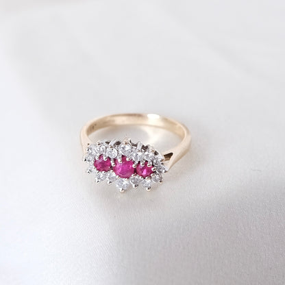 Triomphe 9K Ruby & Diamond Ring