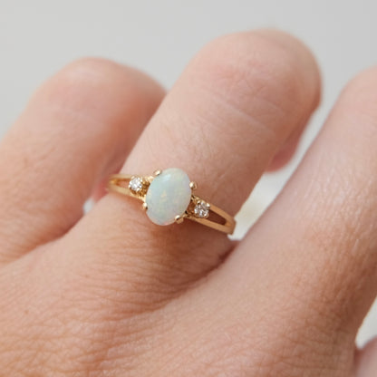 14k Opal & Diamond Ring