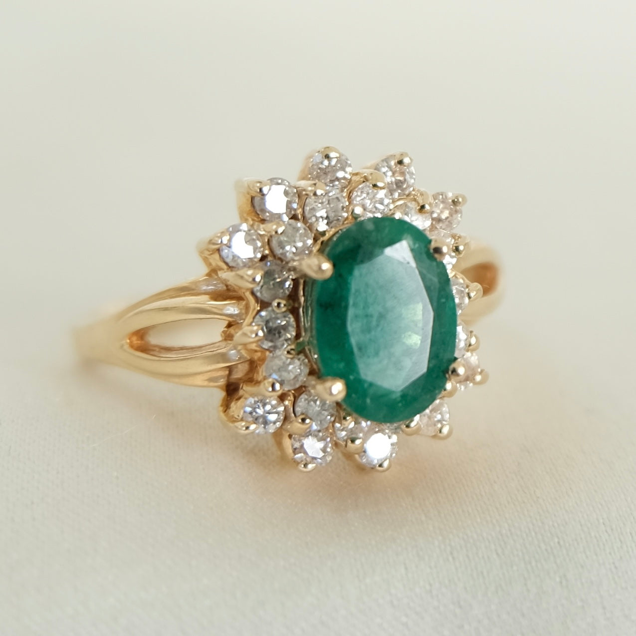 Arie 14K Emerald & Diamond Halo Ring