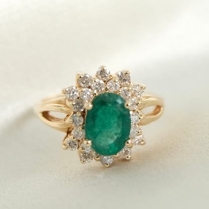 Arie 14K Emerald & Diamond Halo Ring