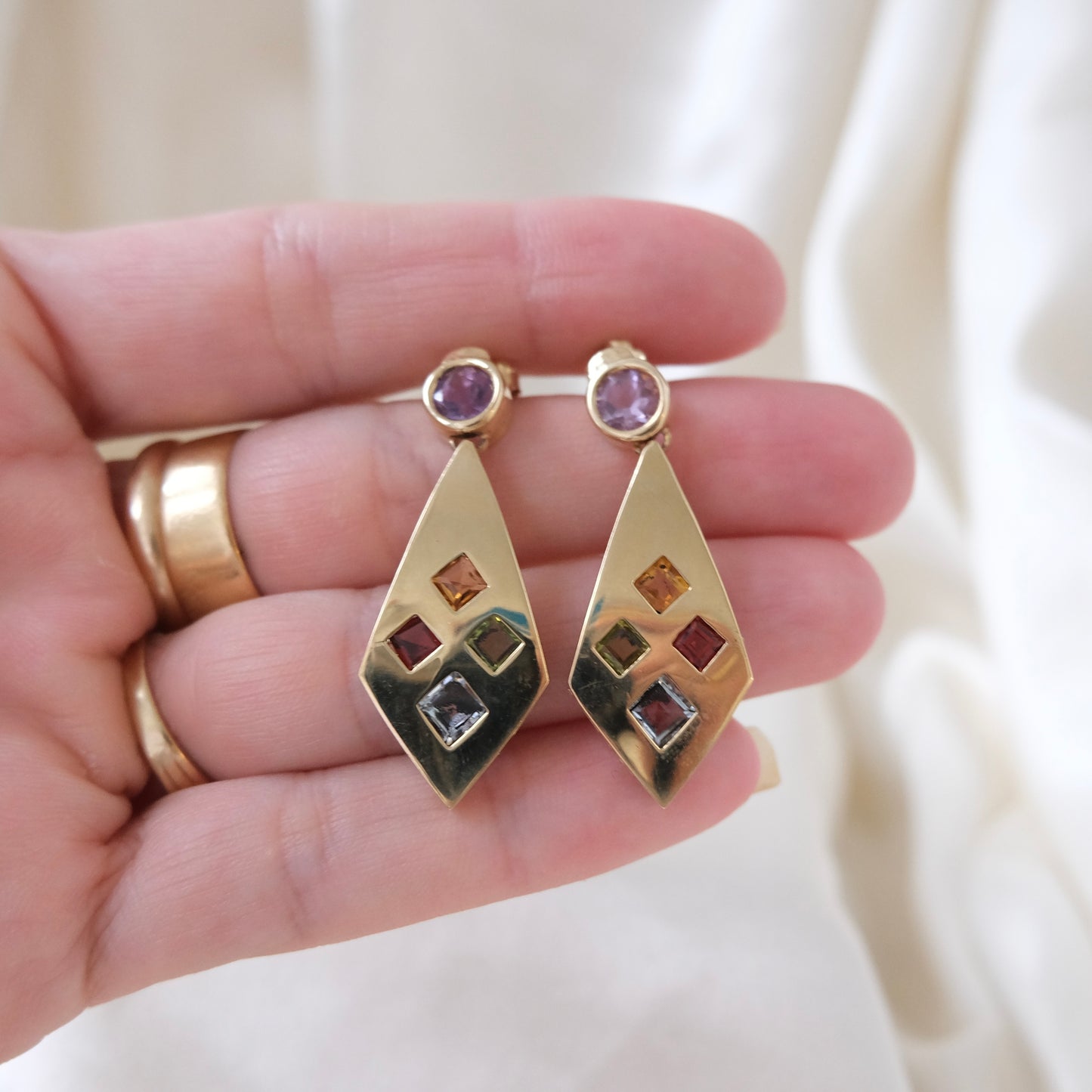 Heiress 14k Multi Gemstone Earrings