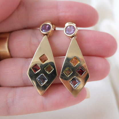 Heiress 14k Multi Gemstone Earrings