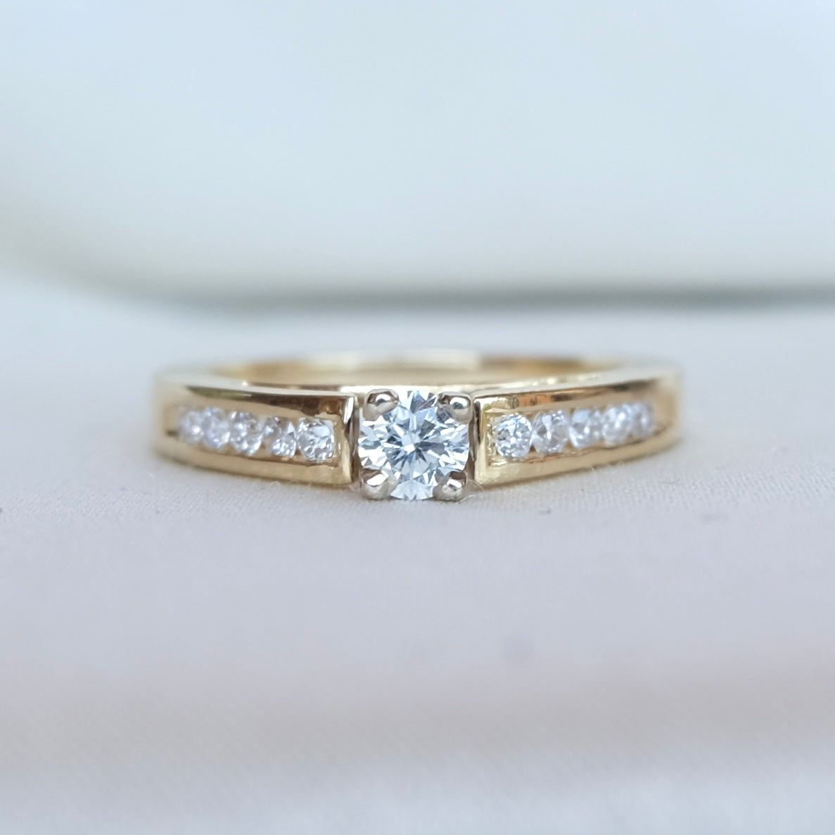 14k Diamond Cathedral Ring