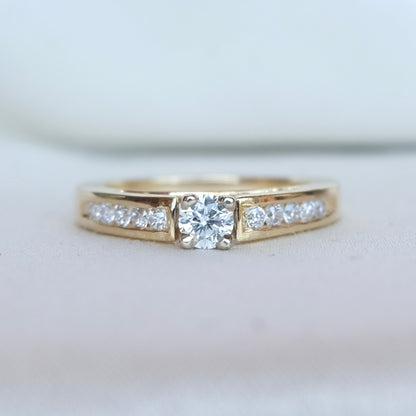 14k Diamond Cathedral Ring