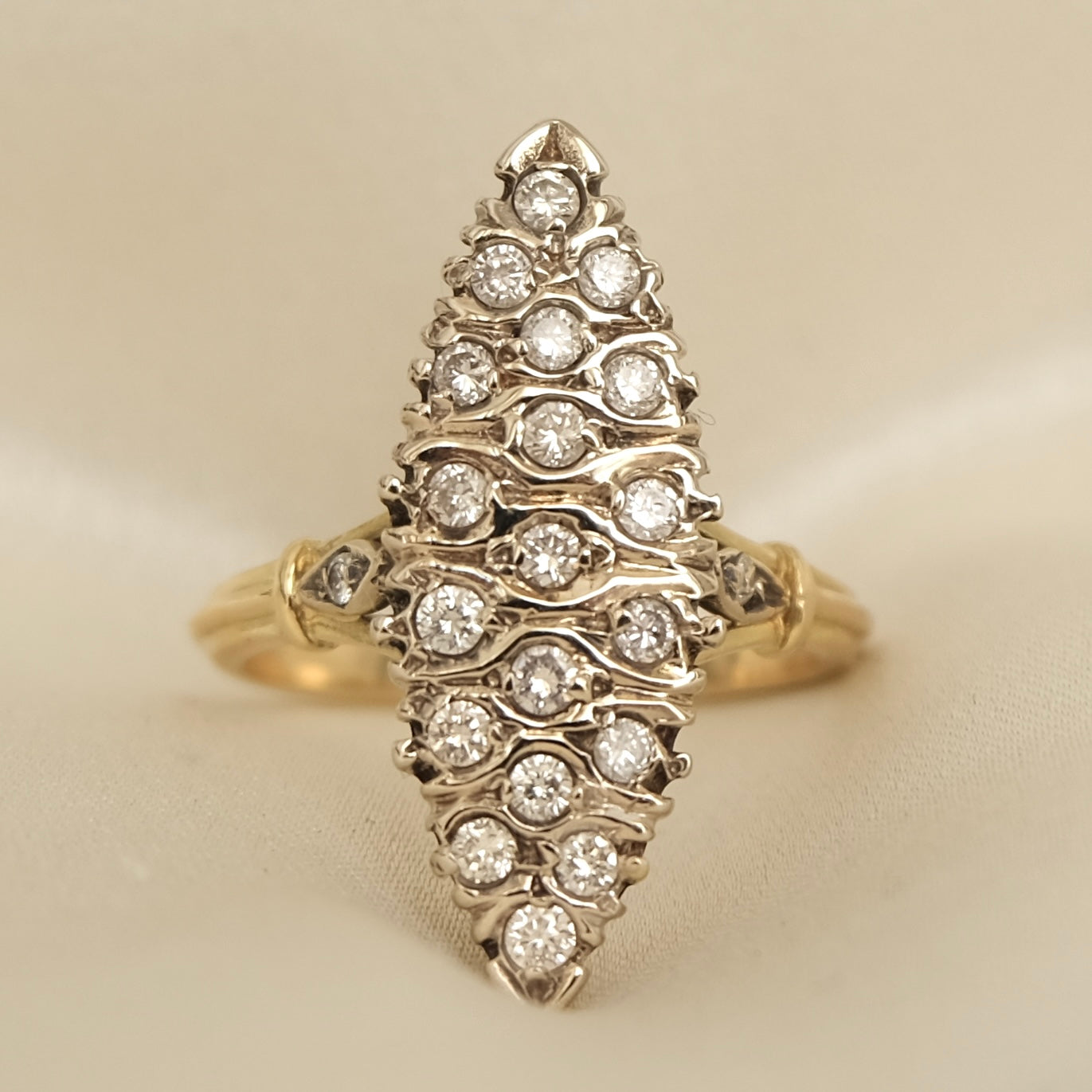 Navette 18k French Diamond Cluster Ring