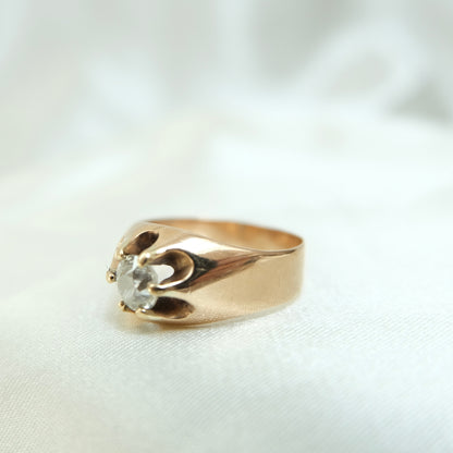 Old European 14K Diamond Belcher Ring