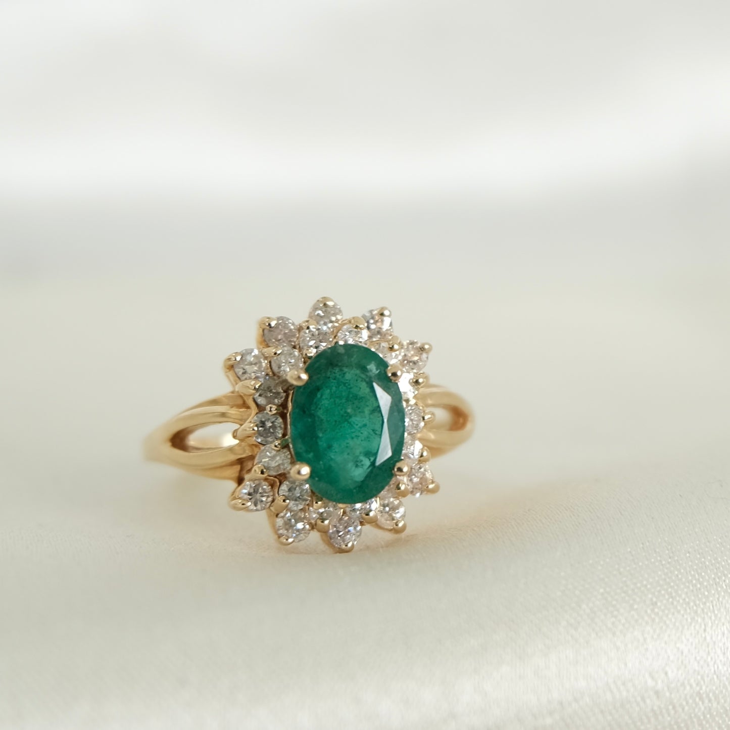 Arie 14K Emerald & Diamond Halo Ring