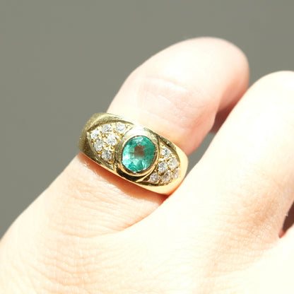 Bess 18k Emerald & Diamond Ring