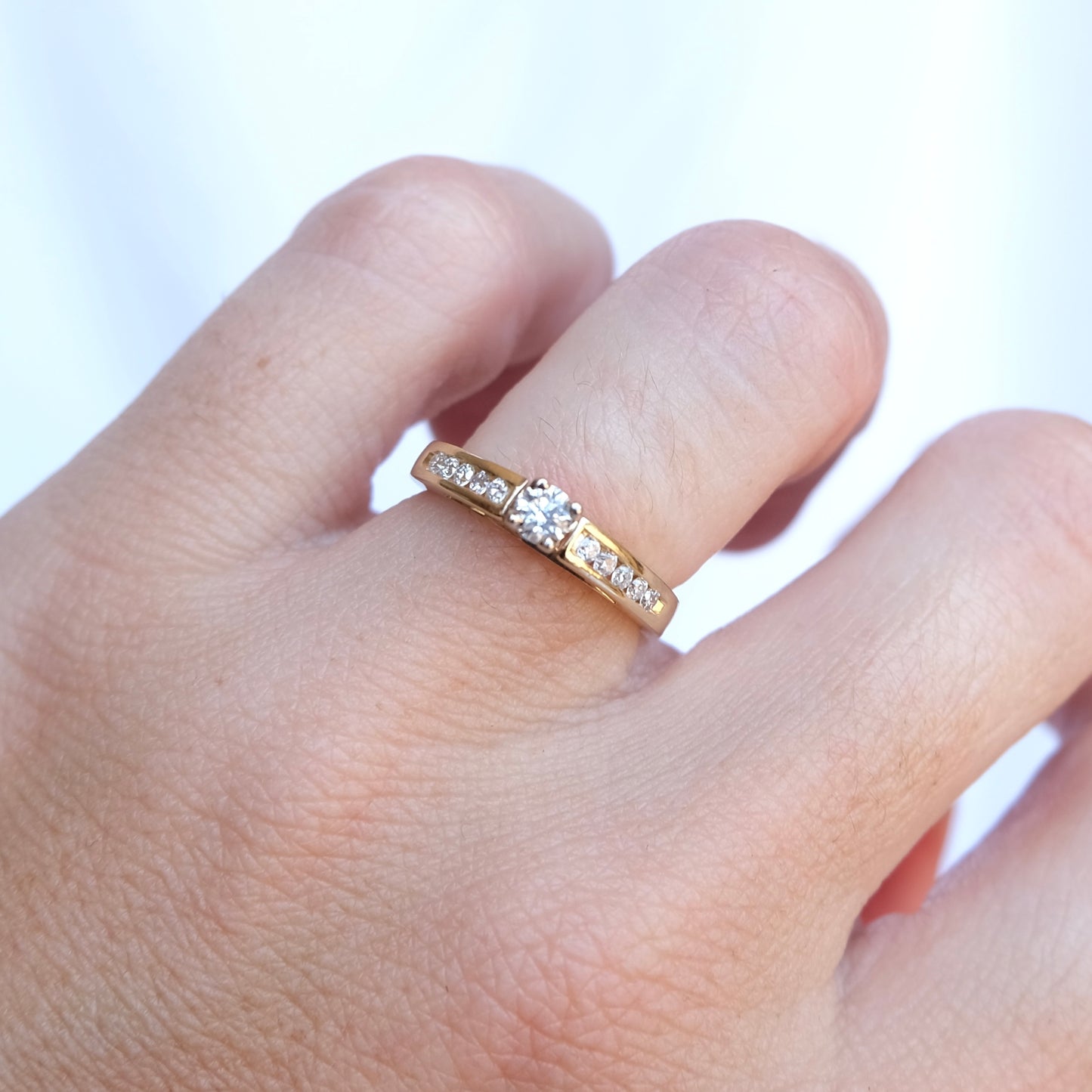 14k Diamond Cathedral Ring