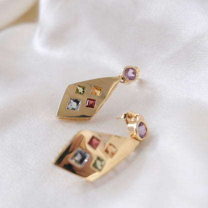 Heiress 14k Multi Gemstone Earrings