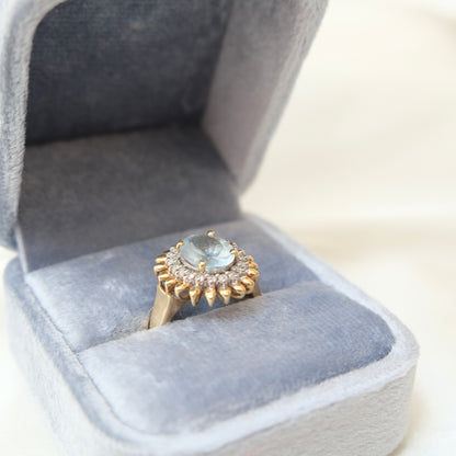 14k Aquamarine Halo Ring