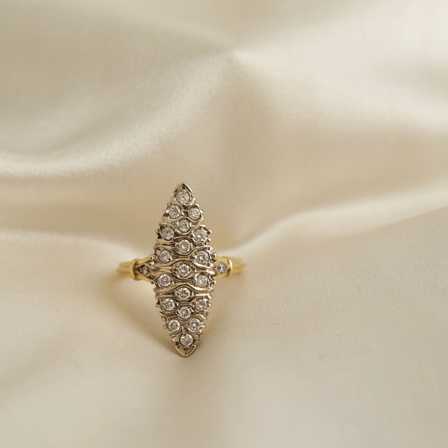 Navette 18k French Diamond Cluster Ring