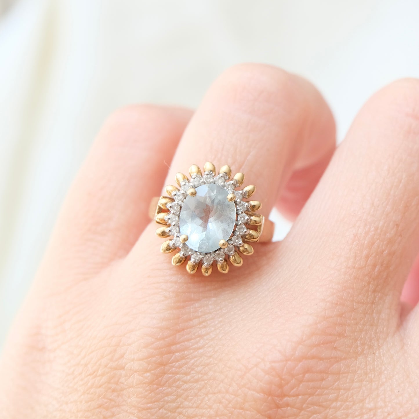14k Aquamarine Halo Ring