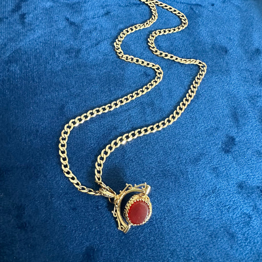 9k Stone Spinner & Curb Link Necklace