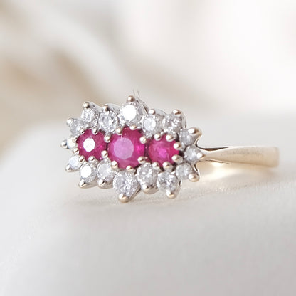 Triomphe 9K Ruby & Diamond Ring