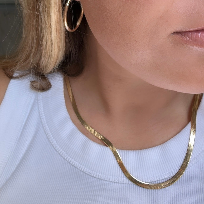 Italian 14k 1970s Herringbone Necklace