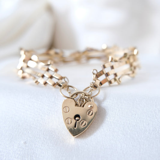 9k Heart Lock Vintage Bracelet