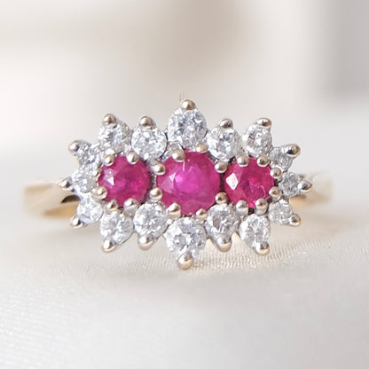 Triomphe 9K Ruby & Diamond Ring