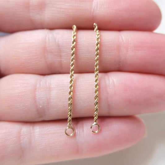 Dainty 10k Rope Chain Earrings